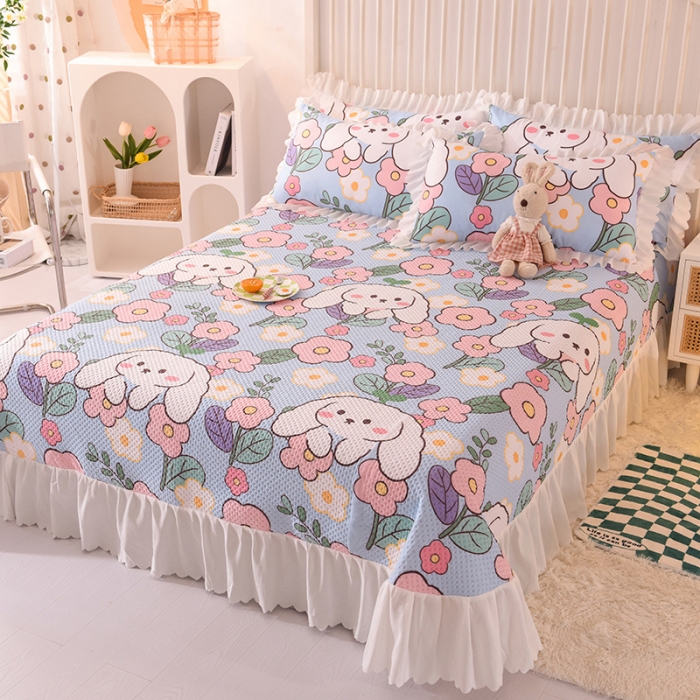 91家纺网 家纺一手货源 找家纺 梦之岛 2022新款床盖韩版磨毛四件套 芭比兔