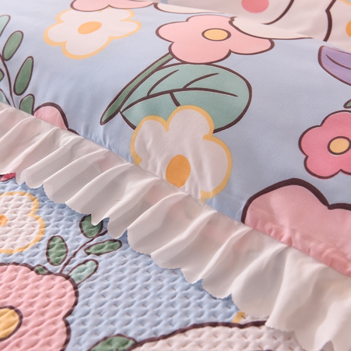 91家纺网 家纺一手货源 找家纺 梦之岛 2022新款床盖韩版磨毛四件套 芭比兔