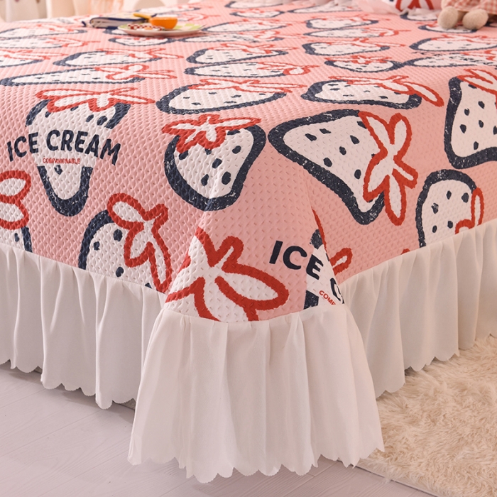 91家纺网 家纺一手货源 找家纺 梦之岛 2022新款床盖韩版磨毛四件套 草莓爱恋