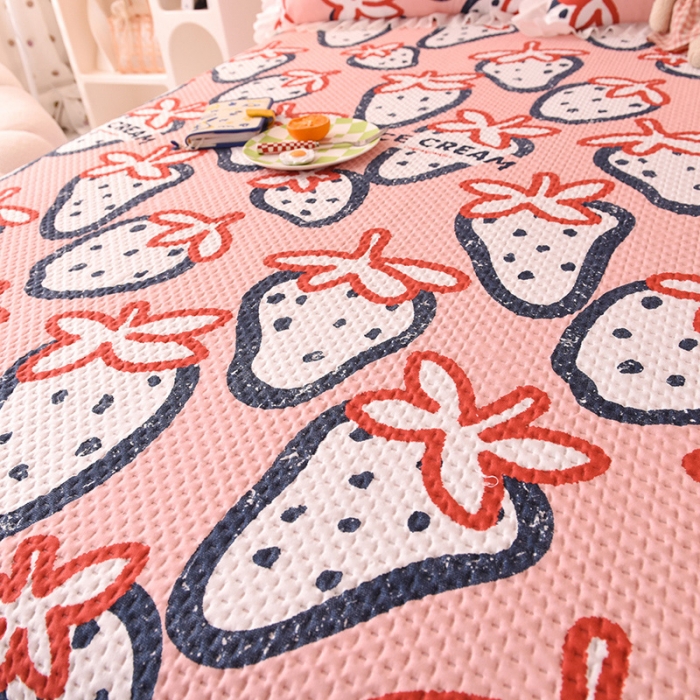 91家纺网 家纺一手货源 找家纺 梦之岛 2022新款床盖韩版磨毛四件套 草莓爱恋