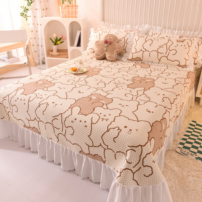 91家纺网 家纺一手货源 找家纺 梦之岛 2022新款床盖韩版磨毛四件套 哈尼熊