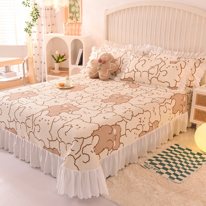 91家纺网 家纺一手货源 找家纺 梦之岛 2022新款床盖韩版磨毛四件套 哈尼熊