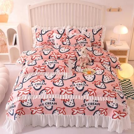 梦之岛 2022新款床盖韩版磨毛四件套 草莓爱恋