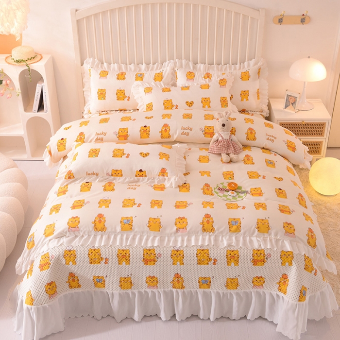 91家纺网 家纺一手货源 找家纺 梦之岛 2022新款床盖韩版磨毛四件套 虎虎生威