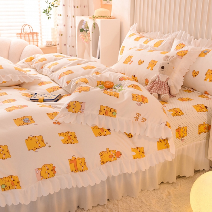 91家纺网 家纺一手货源 找家纺 梦之岛 2022新款床盖韩版磨毛四件套 虎虎生威