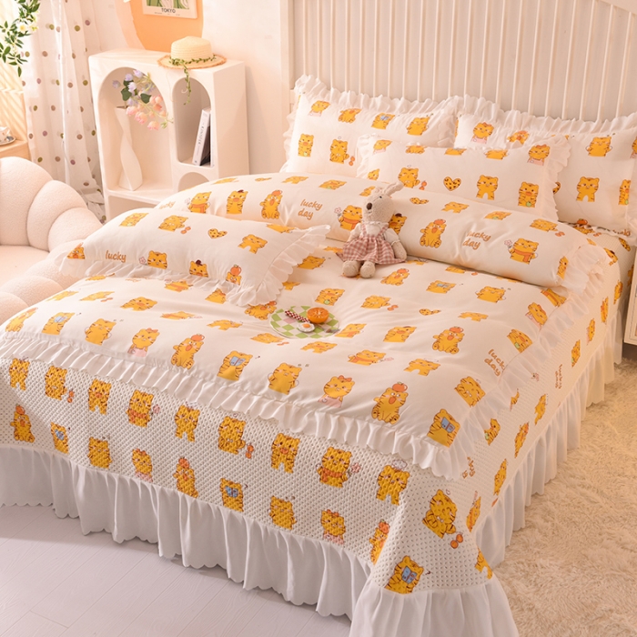 91家纺网 家纺一手货源 找家纺 梦之岛 2022新款床盖韩版磨毛四件套 虎虎生威