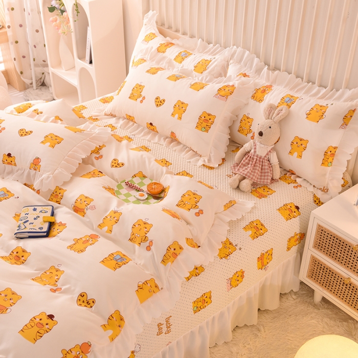 91家纺网 家纺一手货源 找家纺 梦之岛 2022新款床盖韩版磨毛四件套 虎虎生威