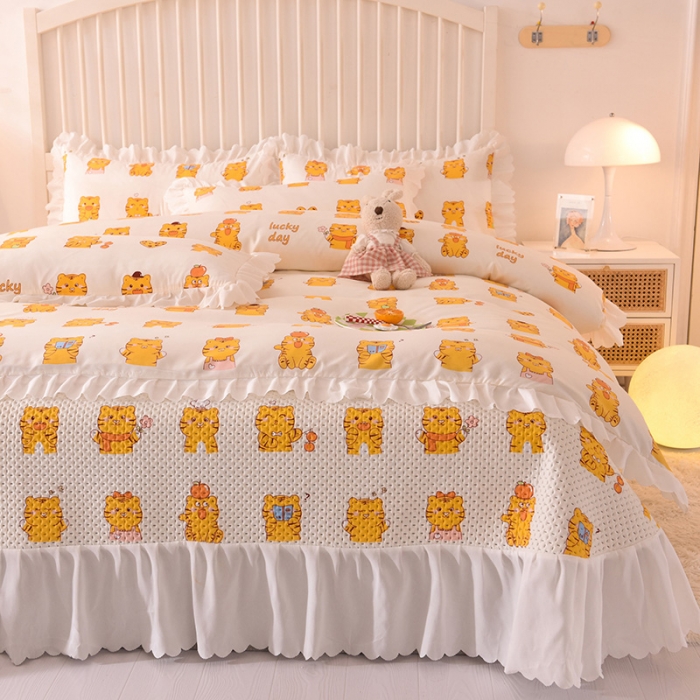 91家纺网 家纺一手货源 找家纺 梦之岛 2022新款床盖韩版磨毛四件套 虎虎生威