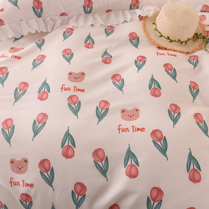 91家纺网 家纺一手货源 找家纺 梦之岛 2022新款床盖韩版磨毛四件套 花町物语