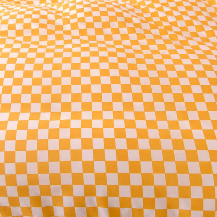 91家纺网 家纺一手货源 找家纺 梦之岛 2022新款床盖韩版磨毛四件套 棋盘格黄