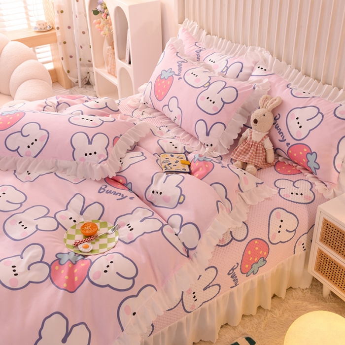 91家纺网 家纺一手货源 找家纺 梦之岛 2022新款床盖韩版磨毛四件套 小可爱