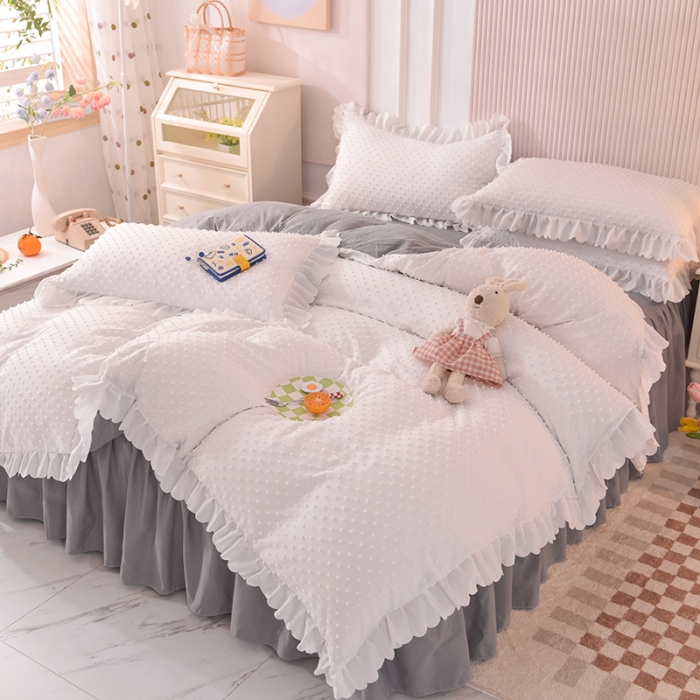 91家纺网 家纺一手货源 找家纺 （总）梦之岛 2022新款豆豆公主韩版磨毛四件套