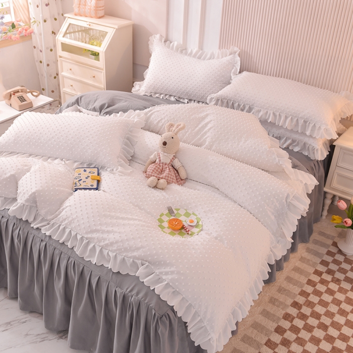 91家纺网 家纺一手货源 找家纺 梦之岛 2022新款豆豆公主韩版磨毛四件套 豆豆公主-白