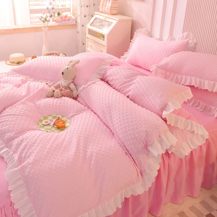 91家纺网 家纺一手货源 找家纺 梦之岛 2022新款豆豆公主韩版磨毛四件套 豆豆公主-粉