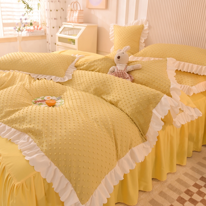 91家纺网 家纺一手货源 找家纺 梦之岛 2022新款豆豆公主韩版磨毛四件套 豆豆公主-黄