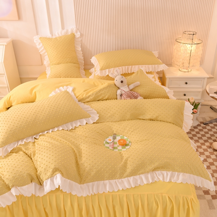 91家纺网 家纺一手货源 找家纺 梦之岛 2022新款豆豆公主韩版磨毛四件套 豆豆公主-黄