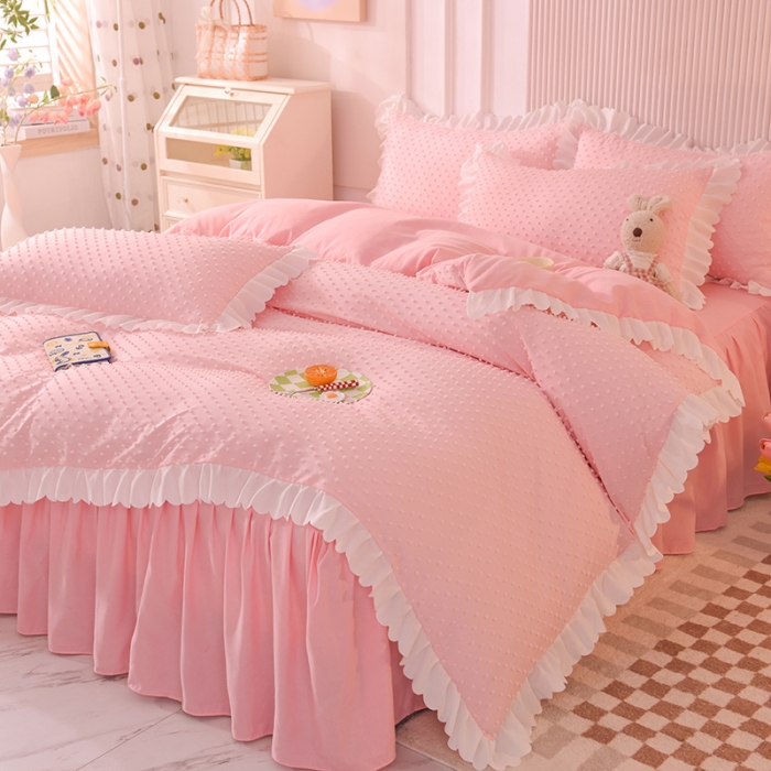 91家纺网 家纺一手货源 找家纺 梦之岛 2022新款豆豆公主韩版磨毛四件套 豆豆公主-玉