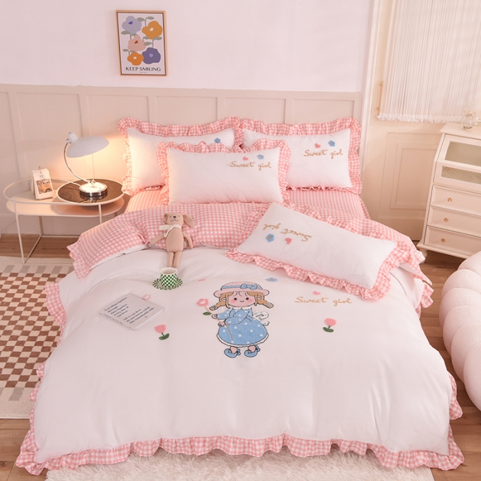 91家纺网 家纺一手货源 找家纺 （总）梦之岛 2022新款甜心女孩韩版磨毛四件套