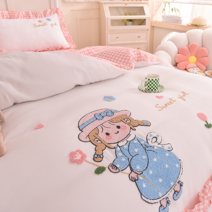 91家纺网 家纺一手货源 找家纺 （总）梦之岛 2022新款甜心女孩韩版磨毛四件套