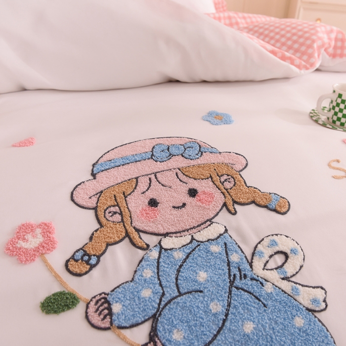 91家纺网 家纺一手货源 找家纺 梦之岛 2022新款甜心女孩韩版磨毛四件套 甜心女孩-白