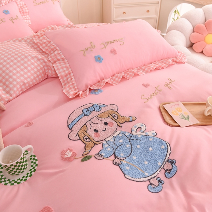 91家纺网 家纺一手货源 找家纺 梦之岛 2022新款甜心女孩韩版磨毛四件套 甜心女孩-玉