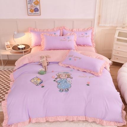 梦之岛 2022新款甜心女孩韩版磨毛四件套 甜心女孩-紫