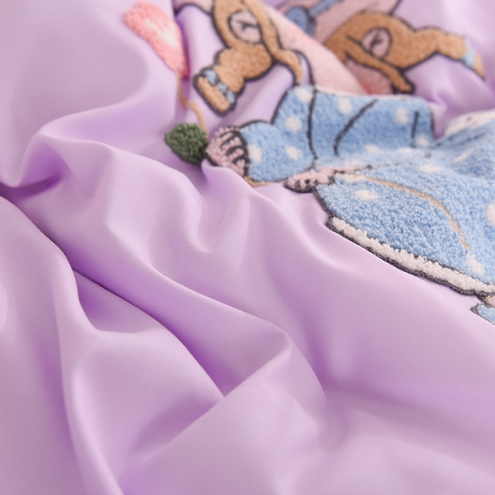 91家纺网 家纺一手货源 找家纺 梦之岛 2022新款甜心女孩韩版磨毛四件套 甜心女孩-紫