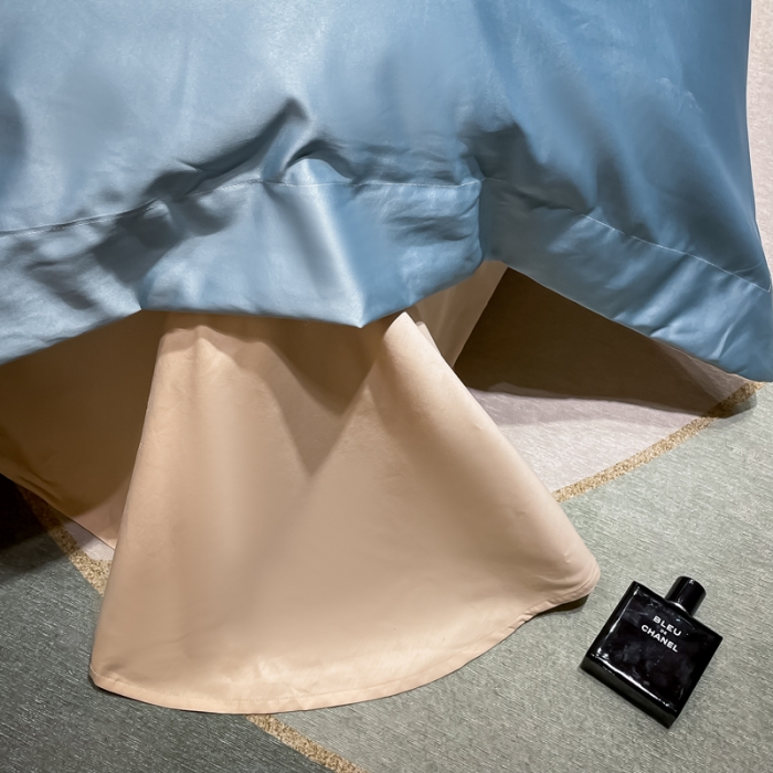 91家纺网 家纺一手货源 找家纺 宅家居2024新款轻奢拼色60支贡缎臻丝刺绣皇家骑士-青绿