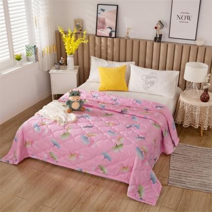 爱派 2022新款亲肤棉印花夏被空调被 粉杏叶