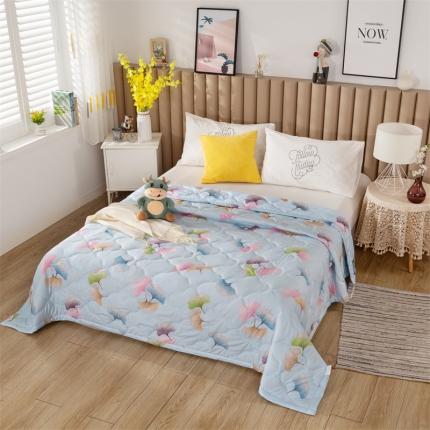 爱派 2022新款亲肤棉印花夏被空调被 蓝杏叶