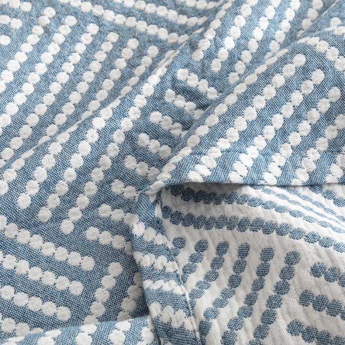 91家纺网 家纺一手货源 找家纺 朴尔2022新品塞尚风格全棉水洗棉三层纱布毛巾被 慕斯-蓝