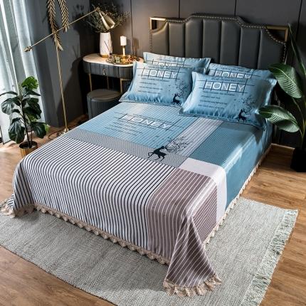 91家纺网 家纺一手货源 找家纺 其奥 2025数码大版冰丝席三件套凉席空调席软席 浪漫仲夏