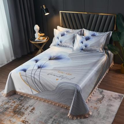 91家纺网 家纺一手货源 找家纺 其奥 2025数码大版冰丝席三件套凉席空调席软席 恋夏时光