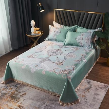 91家纺网 家纺一手货源 找家纺 其奥 2025数码大版冰丝席三件套凉席空调席软席 欧式风情