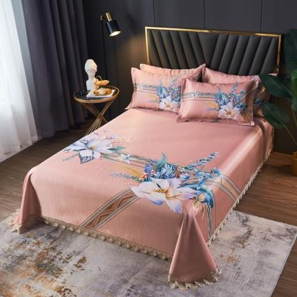 91家纺网 家纺一手货源 找家纺 其奥 2025数码大版冰丝席三件套凉席空调席软席 俏丽花姿