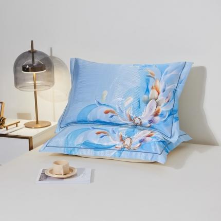 91家纺网 家纺一手货源 找家纺 其奥 2023新款900D窝蜂数码大版冰丝凉席枕套 花羽浪漫/对