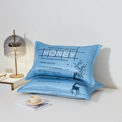 91家纺网 家纺一手货源 找家纺 其奥 2023新款900D窝蜂数码大版冰丝凉席枕套 浪漫仲夏/对