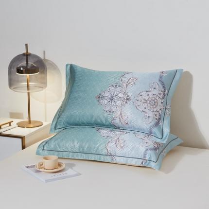 91家纺网 家纺一手货源 找家纺 其奥 2023新款900D窝蜂数码大版冰丝凉席枕套 欧式风情/对