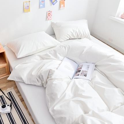 91家纺网 家纺一手货源 找家纺 极梦2025新款40支喷气全棉纯色四件套 白色