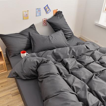 91家纺网 家纺一手货源 找家纺 极梦 40支喷气全棉纯色四件套深灰