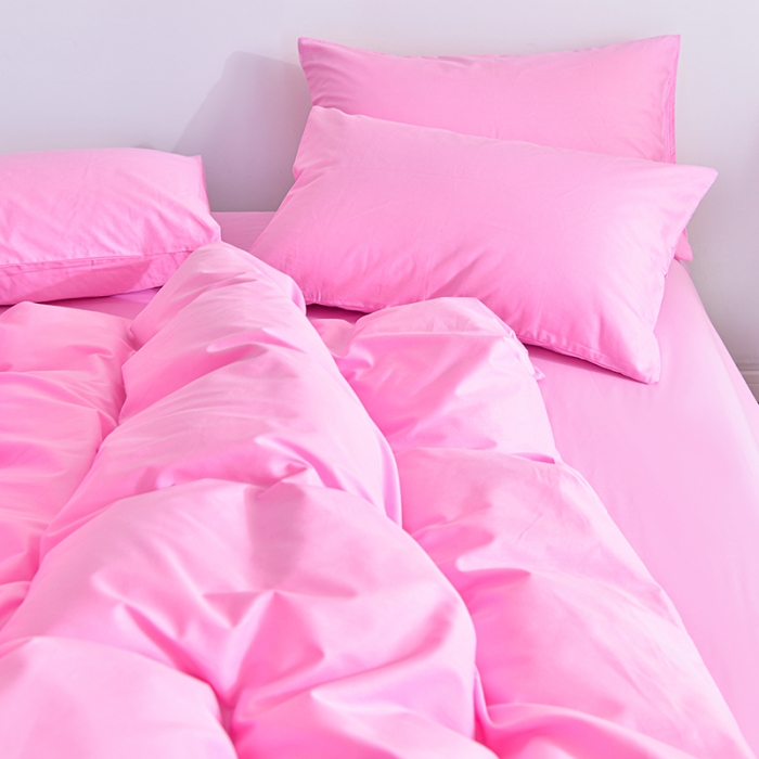 91家纺网 家纺一手货源 找家纺 极梦新款40支喷气全棉纯色四件套 粉紫