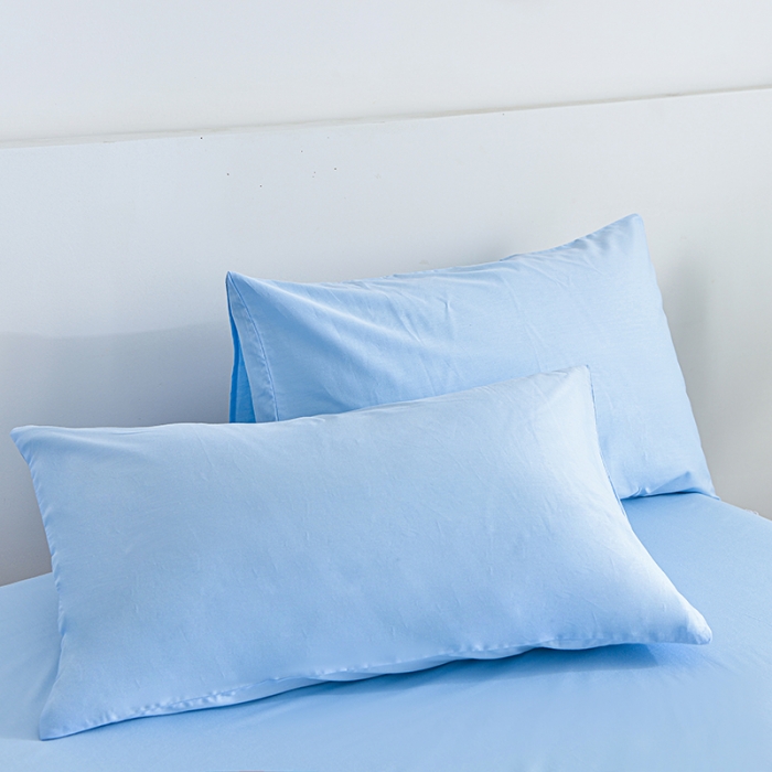 91家纺网 家纺一手货源 找家纺 极梦新款40支喷气全棉纯色四件套 浅蓝