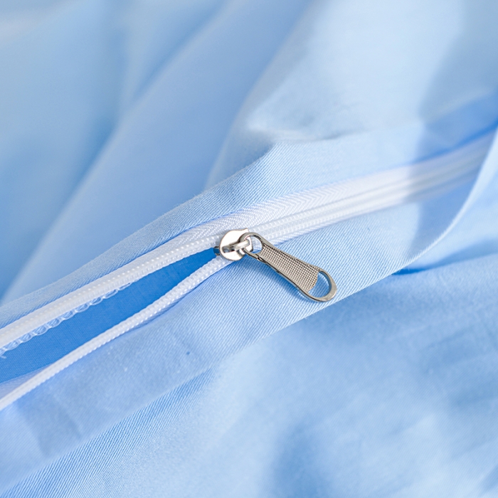 91家纺网 家纺一手货源 找家纺 极梦新款40支喷气全棉纯色四件套 浅蓝