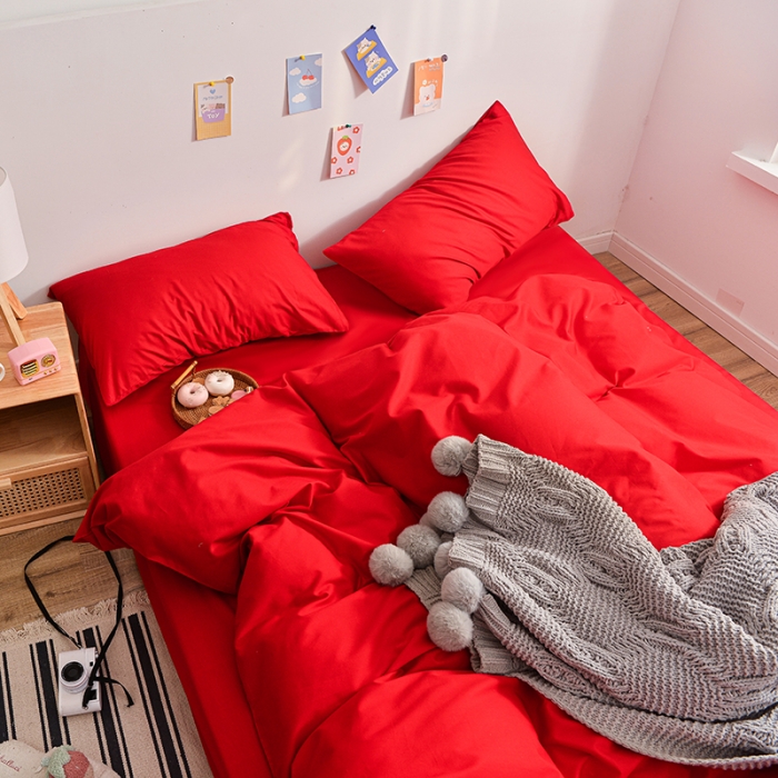 91家纺网 家纺一手货源 找家纺 极梦家纺（支持定制） 2025新款40支13372全棉单被套 大红