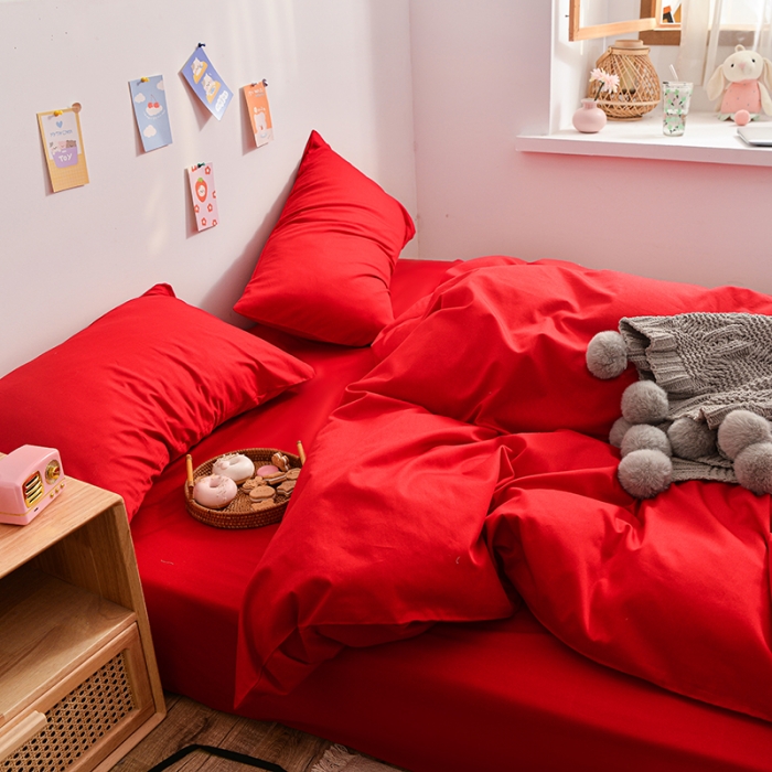 91家纺网 家纺一手货源 找家纺 极梦家纺（支持定制） 2025新款40支13372全棉单被套 大红