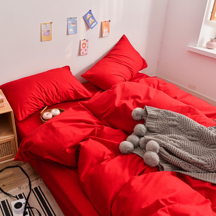 91家纺网 家纺一手货源 找家纺 极梦家纺（支持定制） 2025新款40支13372全棉单被套 大红