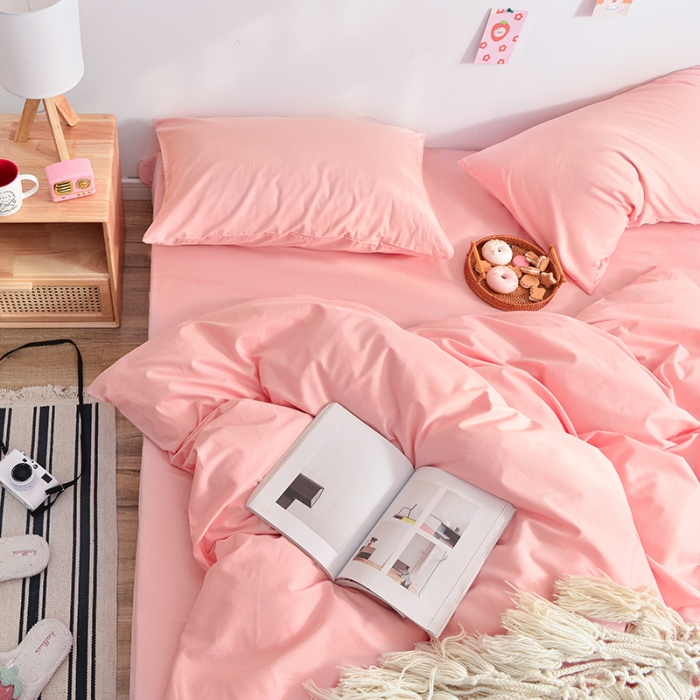 91家纺网 家纺一手货源 找家纺 极梦家纺（支持定制） 2025新款40支13372全棉单被套 粉玉色