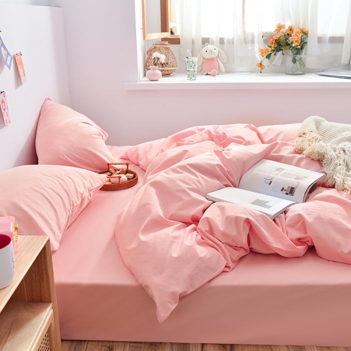 91家纺网 家纺一手货源 找家纺 极梦家纺（支持定制） 2025新款40支13372全棉单被套 粉玉色