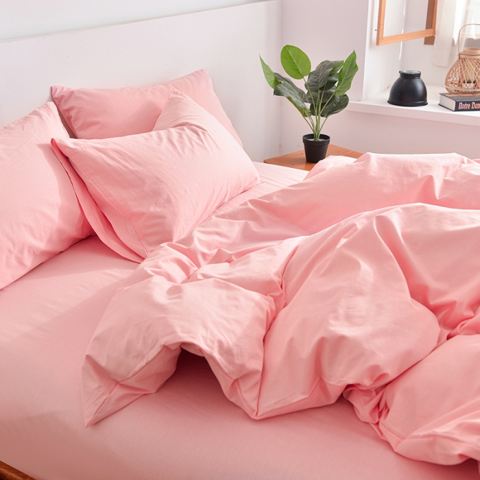 91家纺网 家纺一手货源 找家纺 极梦家纺（支持定制） 2025新款40支13372全棉单被套 粉玉色