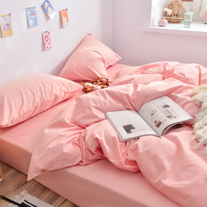 91家纺网 家纺一手货源 找家纺 极梦家纺（支持定制） 2025新款40支13372全棉单被套 粉玉色